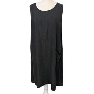 Cut Loose San Francisco XL Linen Lagenlook Boho Black dress Pocket
